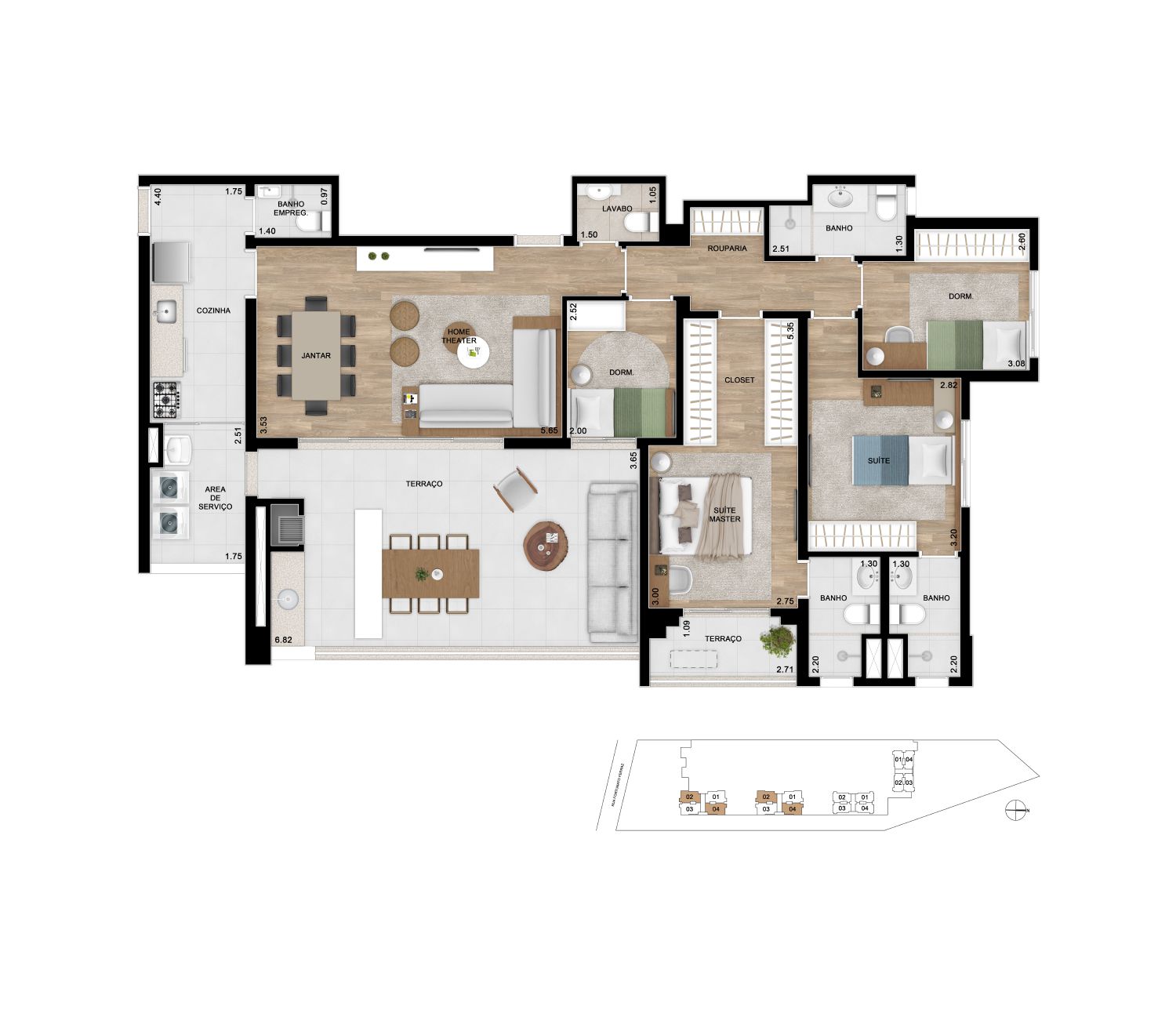 Planta Tipo 136 m2