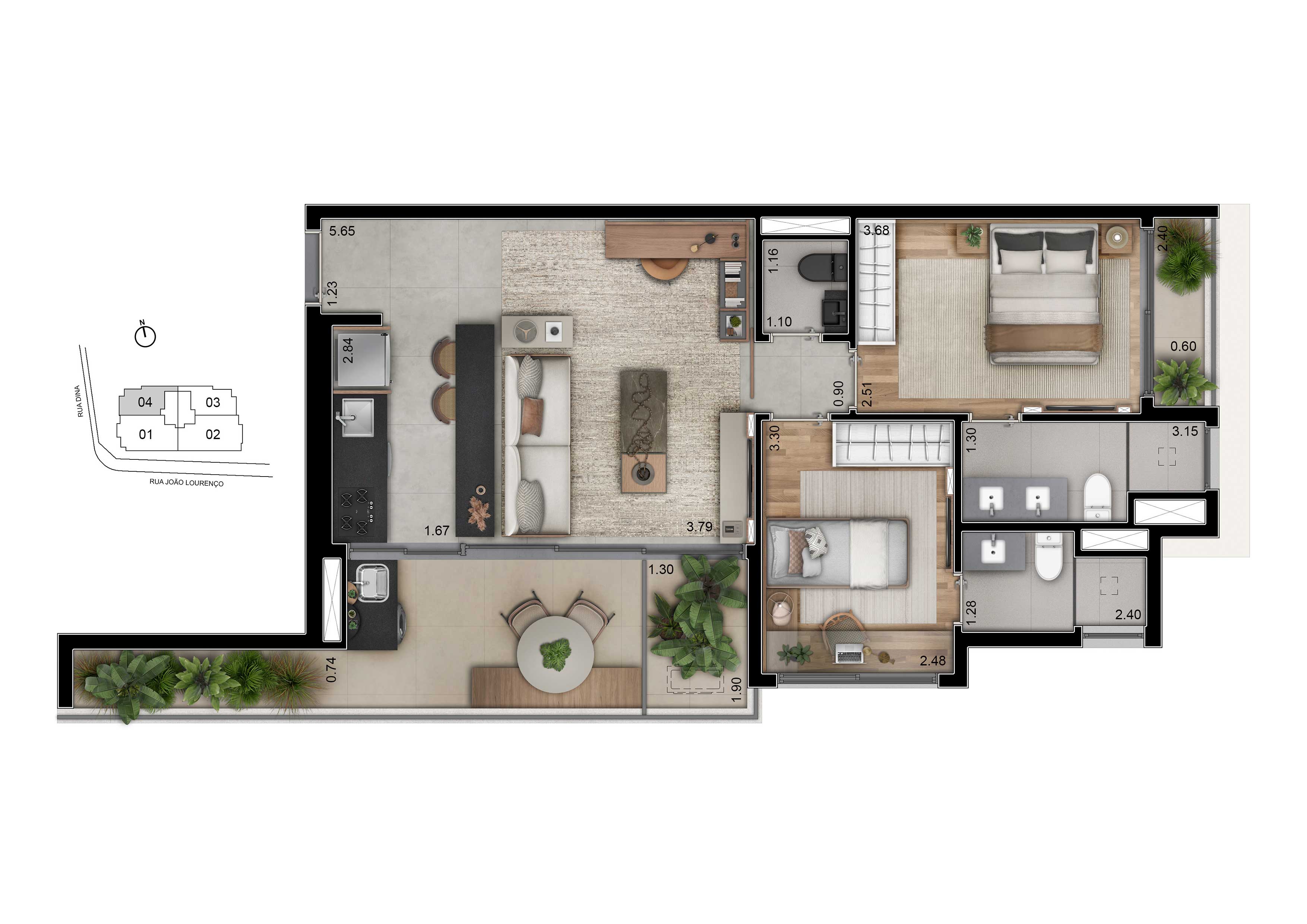 Planta 81m² | 2 Suítes