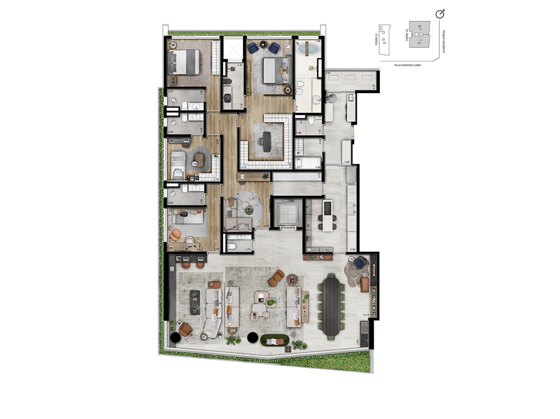 Planta 322m² | 4 Suítes