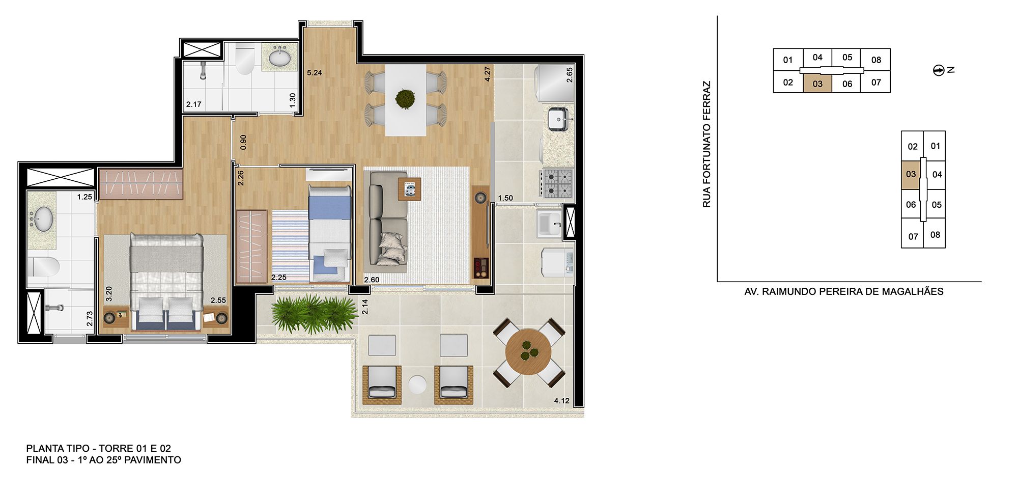 Caminhos da Lapa Home Club - Planta Tipo Padrão - 62m²