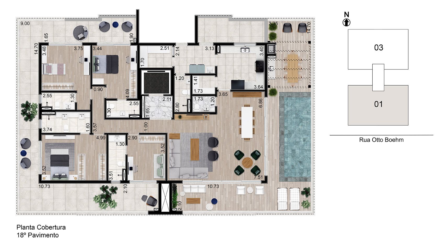 Planta 332m² | 4 Suítes