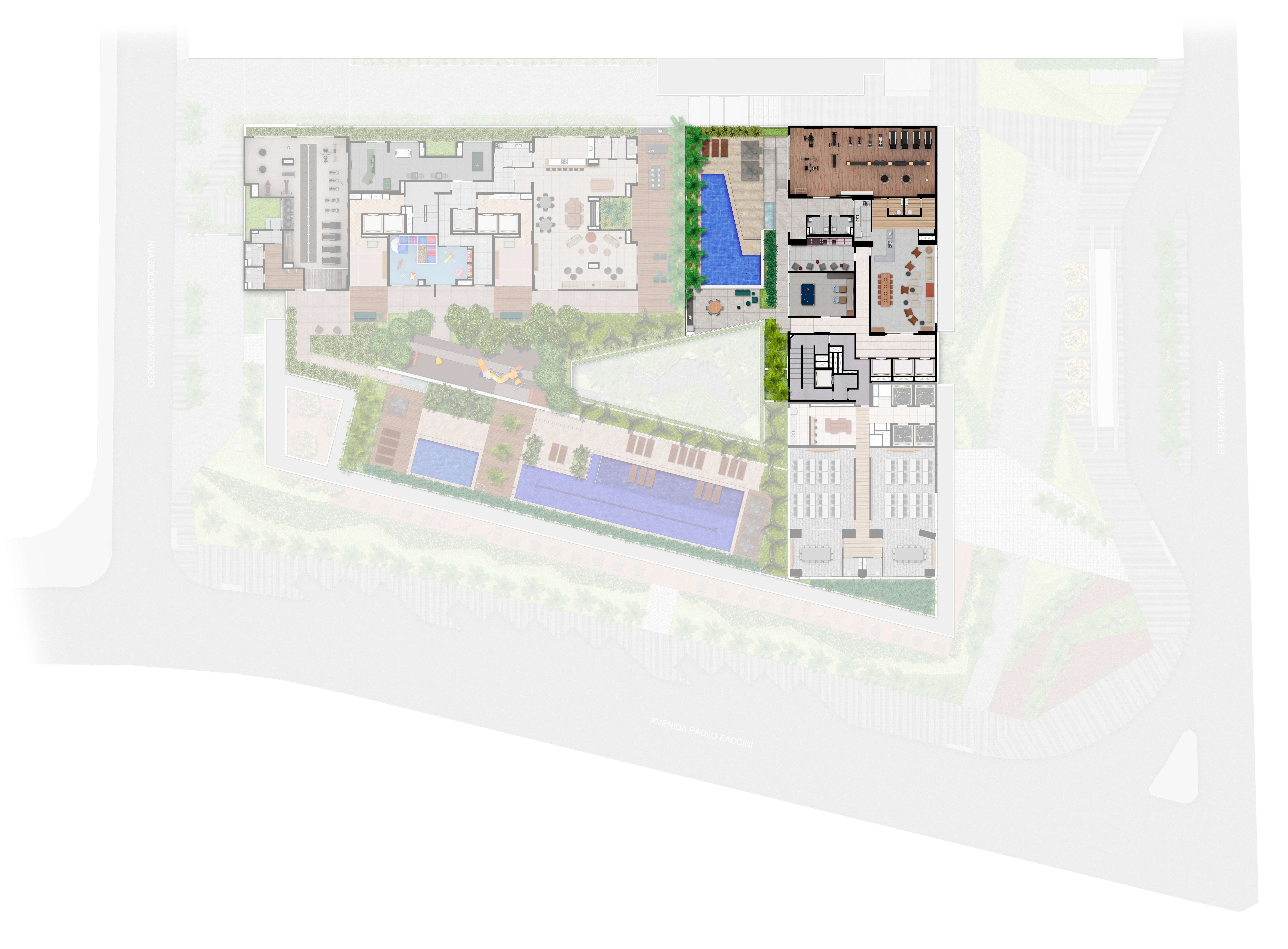 Implantação - Torre Residencial com Serviços