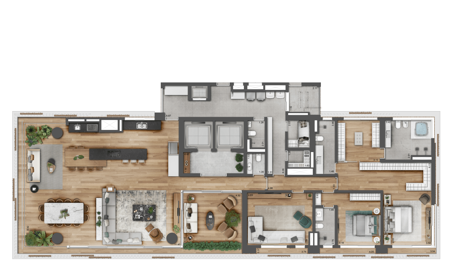 Planta 355m² | 4 Suítes