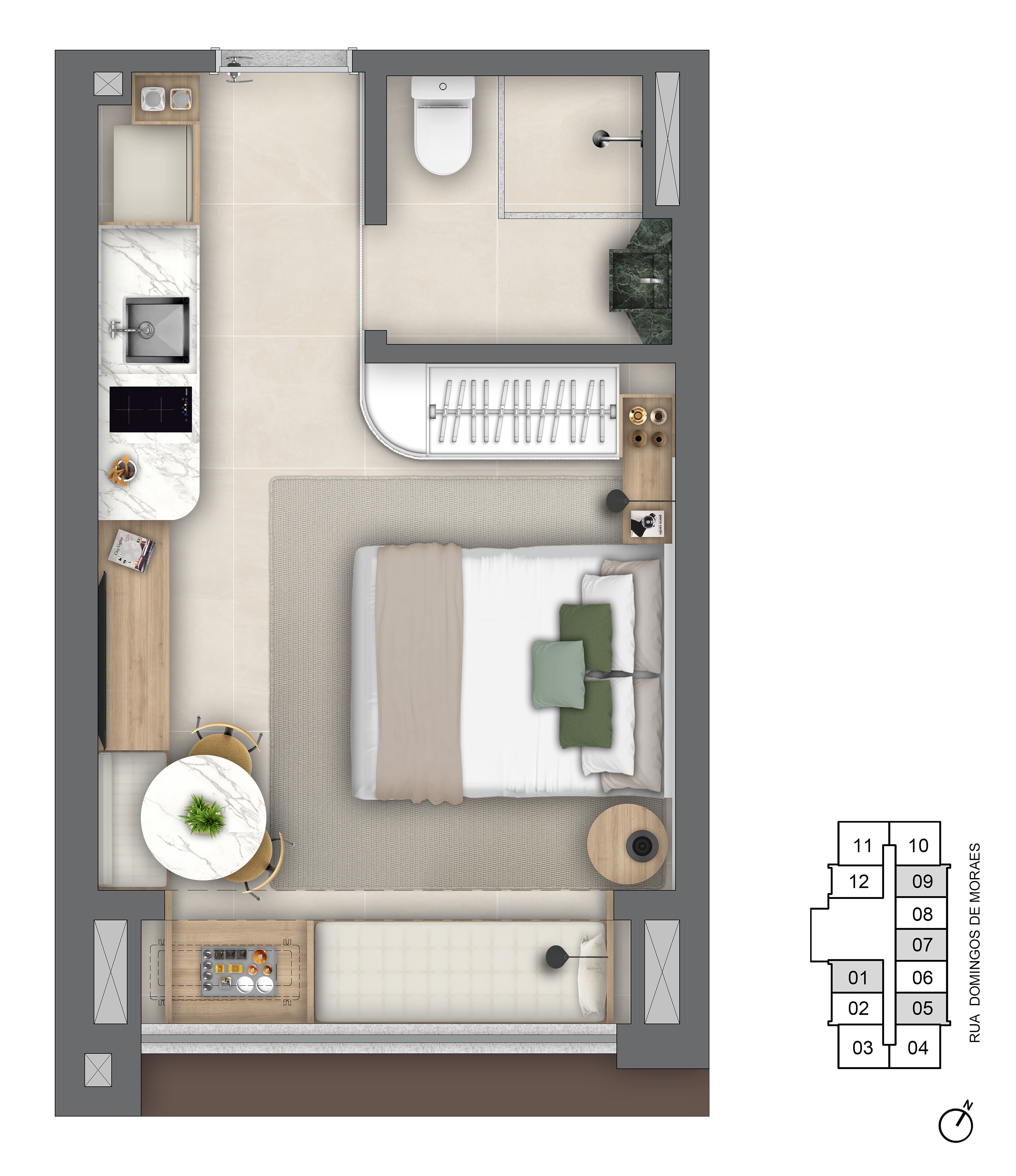 Planta Studio 26m²