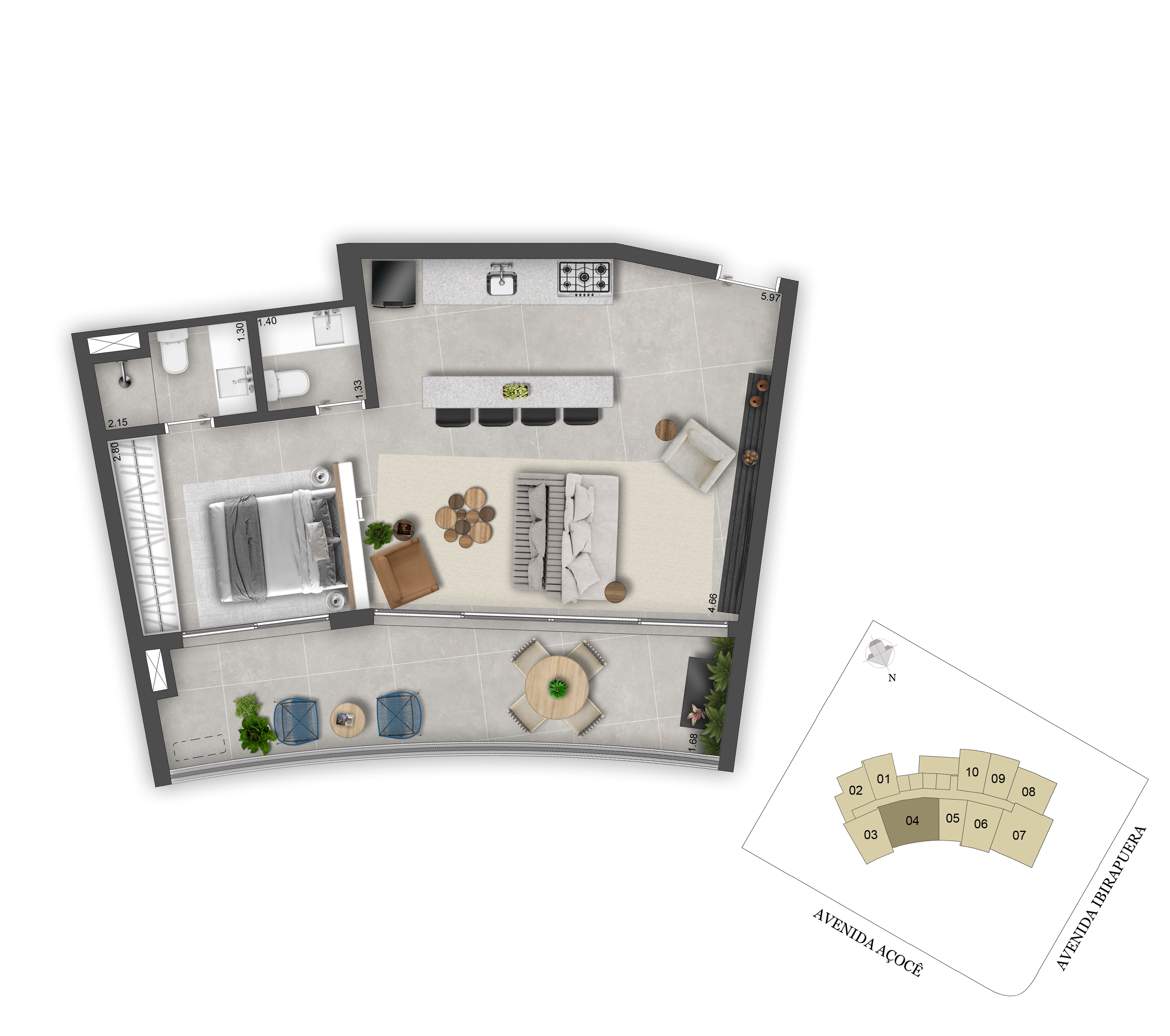 Planta Loft 62m² - Loft