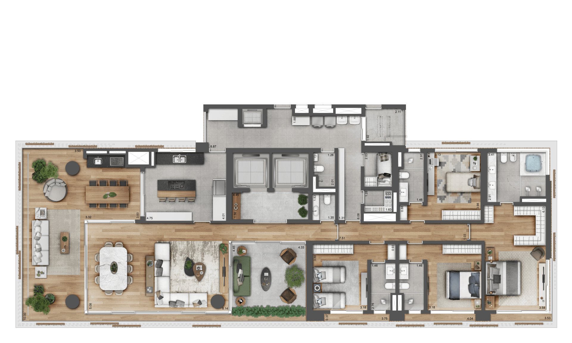 Planta 355m² | 4 Suítes