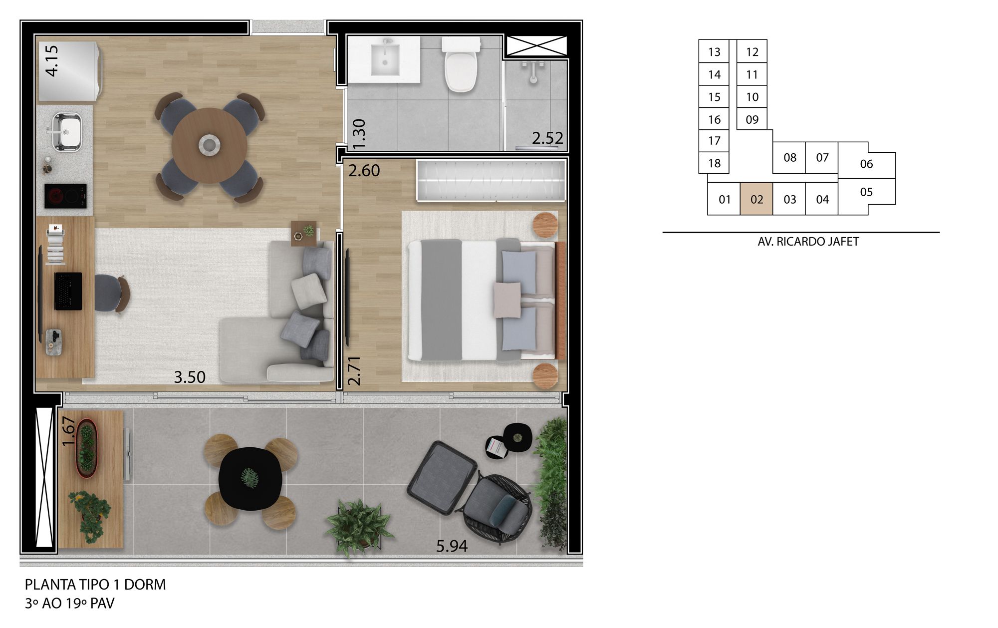 Planta 40m² | 1 Dorm