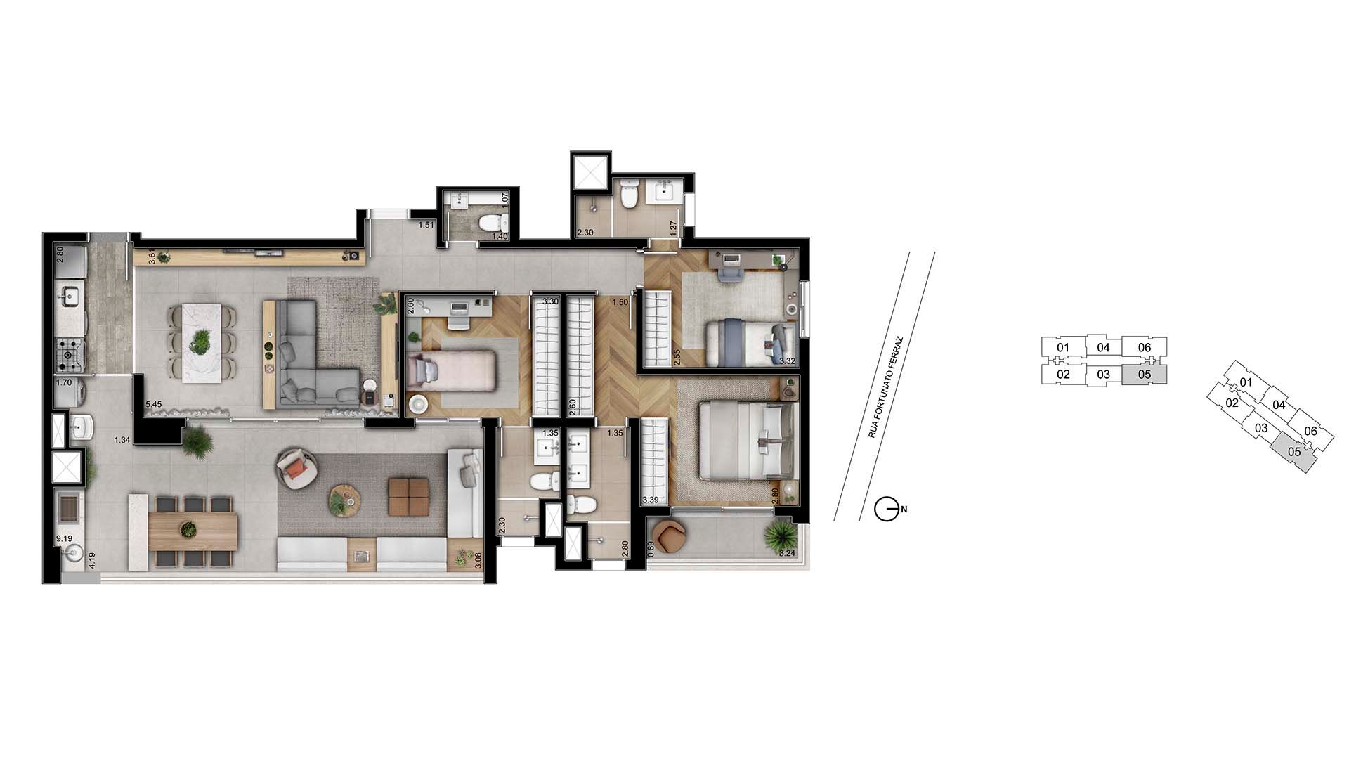 Planta 127m² | 3 Suítes