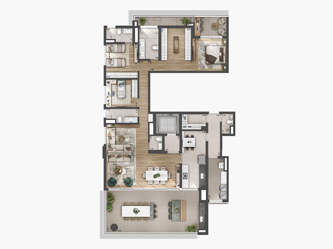 Planta 224m² | 3 Suítes