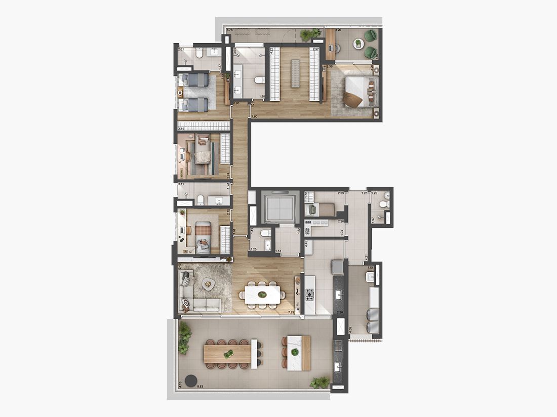 Planta 224m² | 4 Dorms