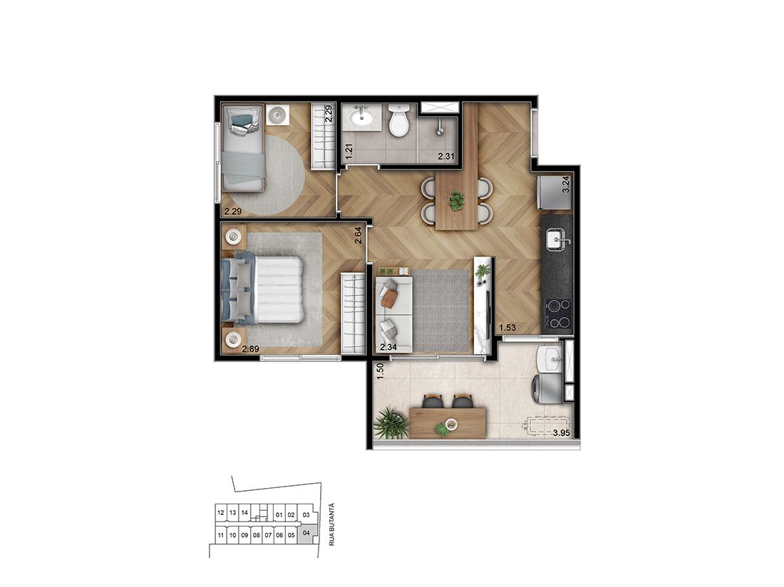 Planta 43m²